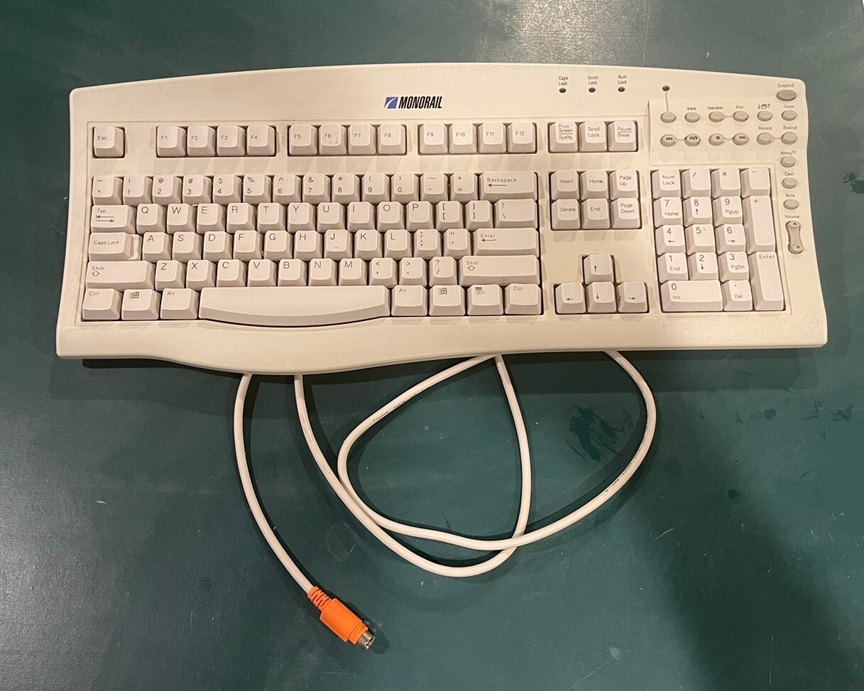 RARE VINTAGE MONORAIL SK-2500 PS2 WINDOWS Keyboard Used In Great Condition!