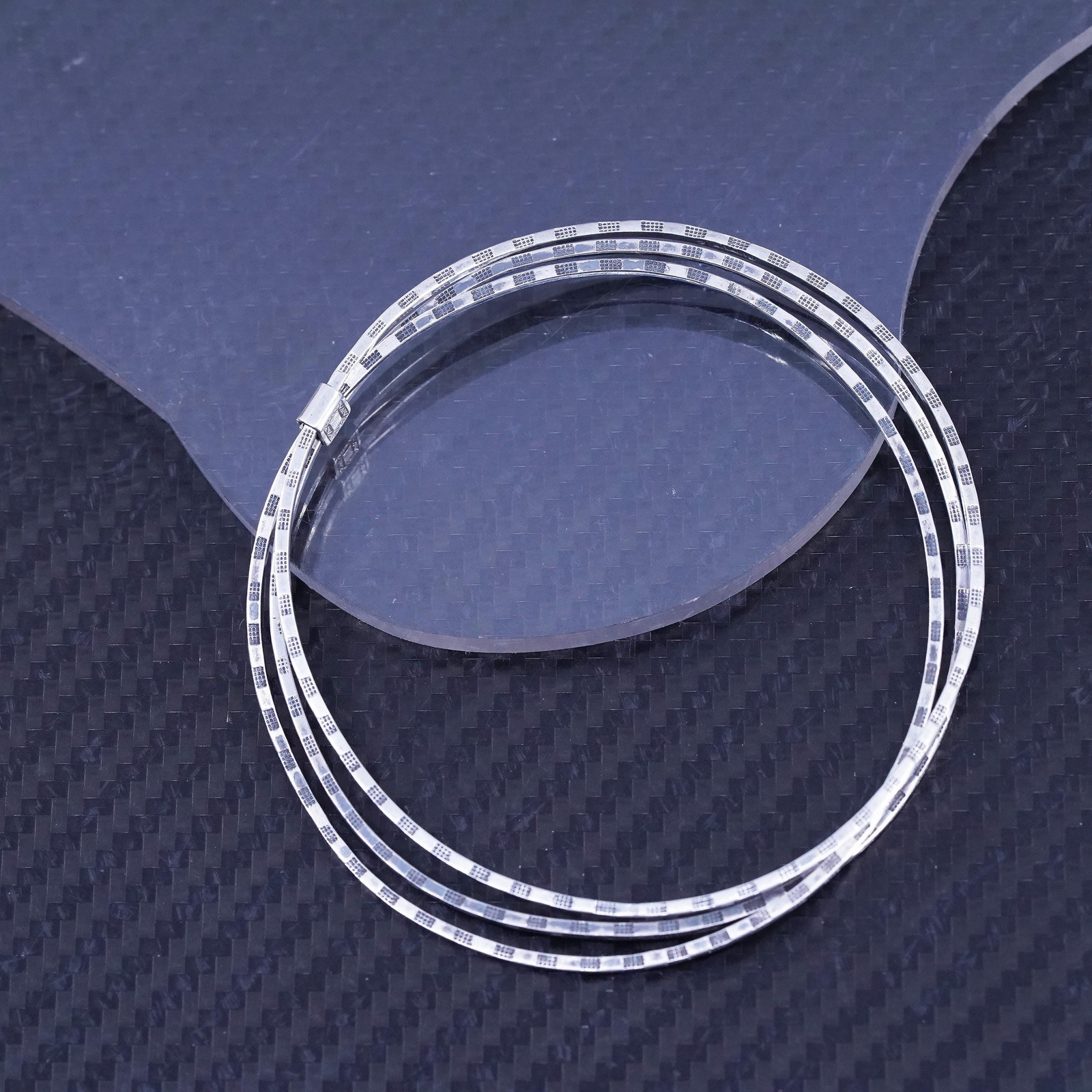 7.75”, sterling silver 925 handmade textured multi strands bangle, bracelet