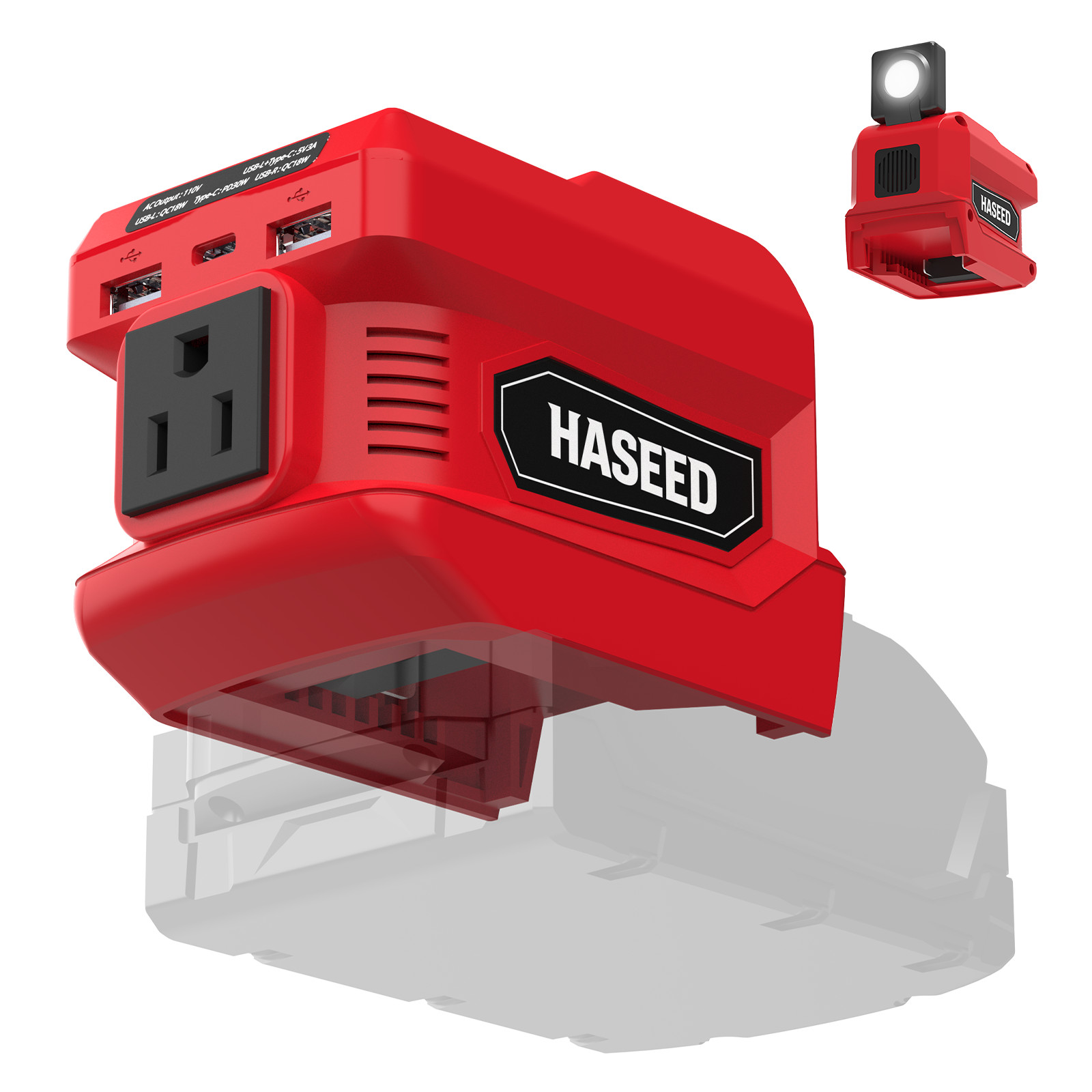 200W Outdoor Portable Power Inverter Compatible with Milwaukee 18V Battery,USB