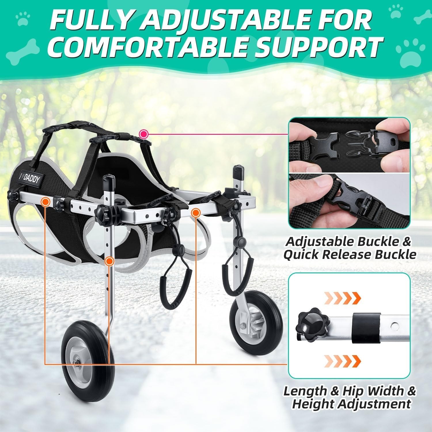 Lightweight Portable Dog Wheelchair for Back Legs Small