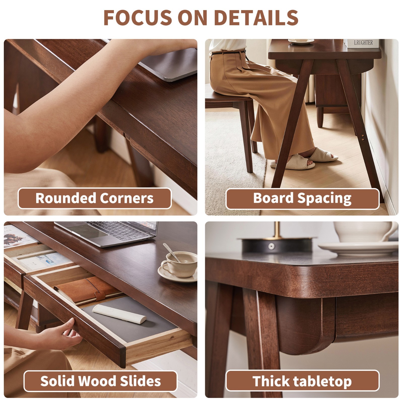 Retro Computer Desk Gaming Writing Study Table With Storage Drawers No Chair