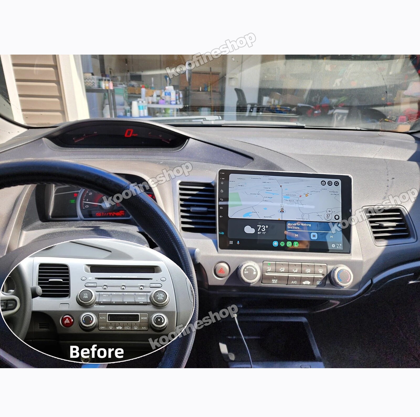 Apple Carplay Car Stereo Radio For Honda Civic 2006-2011 Android 15 GPS Navi BT