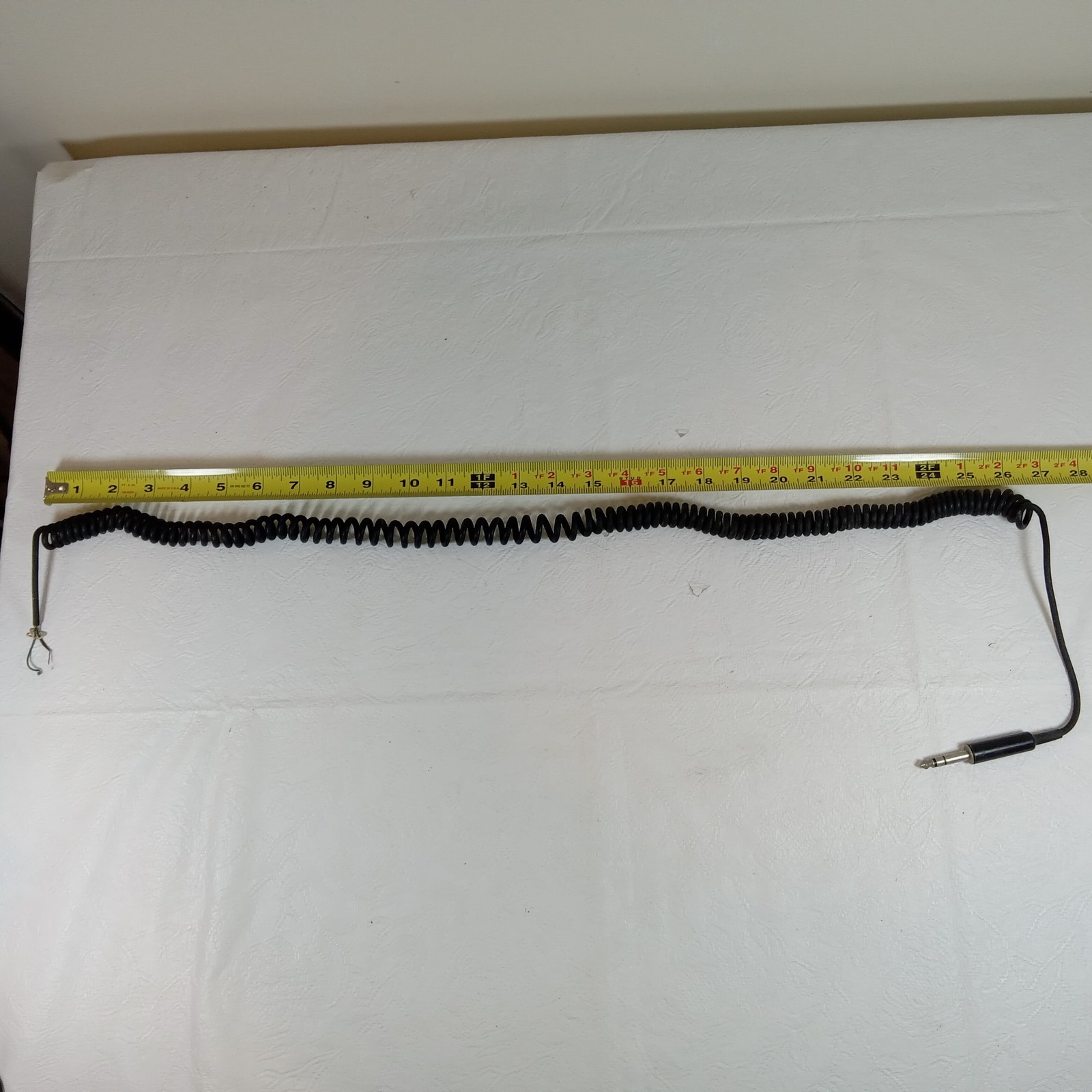 Coiled Cable 1/4" TS Mono Jack to Raw End ~28" for Instrument Repair DIY