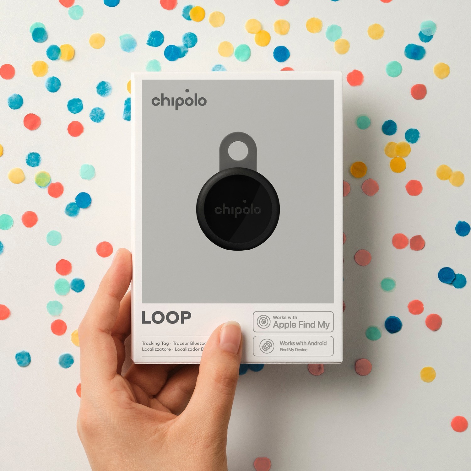 Chipolo® LOOP Rechargeable Device Tracking Tag (4 Pack; Charcoal/Chalk/Navy/Cora