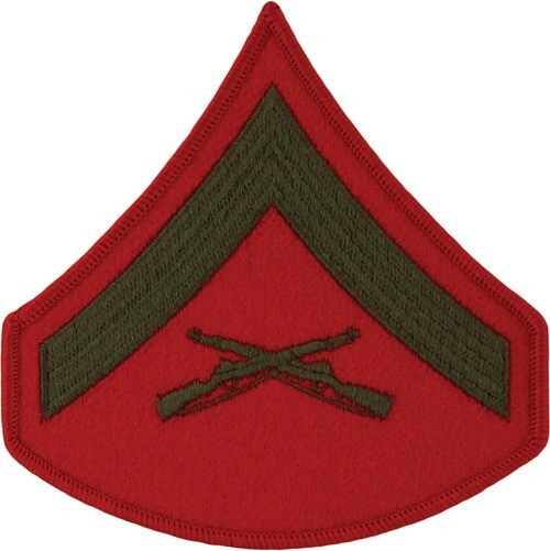US Marine Corps - USMC Red/Green Male LCpl Chevrons (Pair)