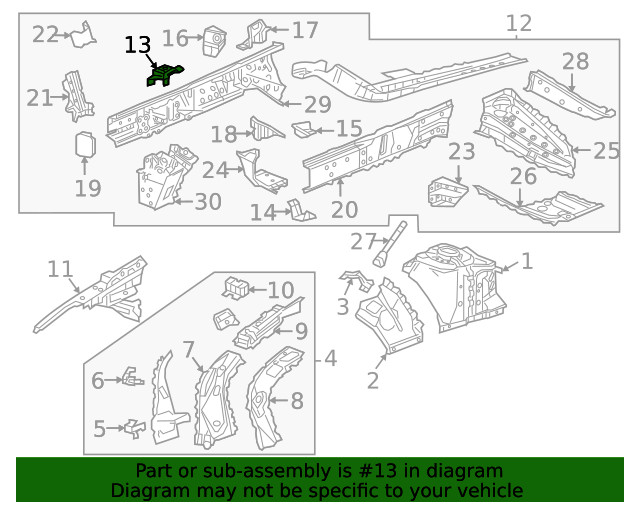 Genuine GM Driver Side Engine Compartment Rail Bracket 23255643