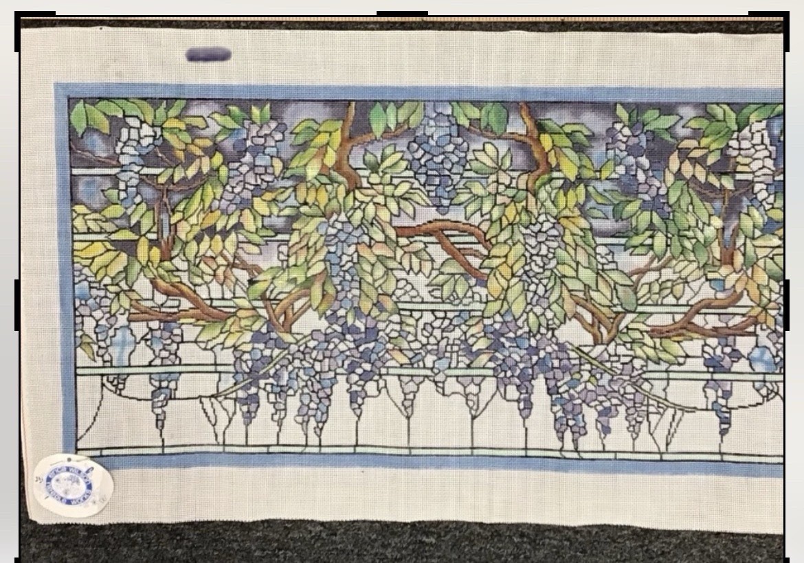 Rare Vtg Erica Wilson Needle Works Wisteria Trellis Needlepoint Canvas 28"x14"