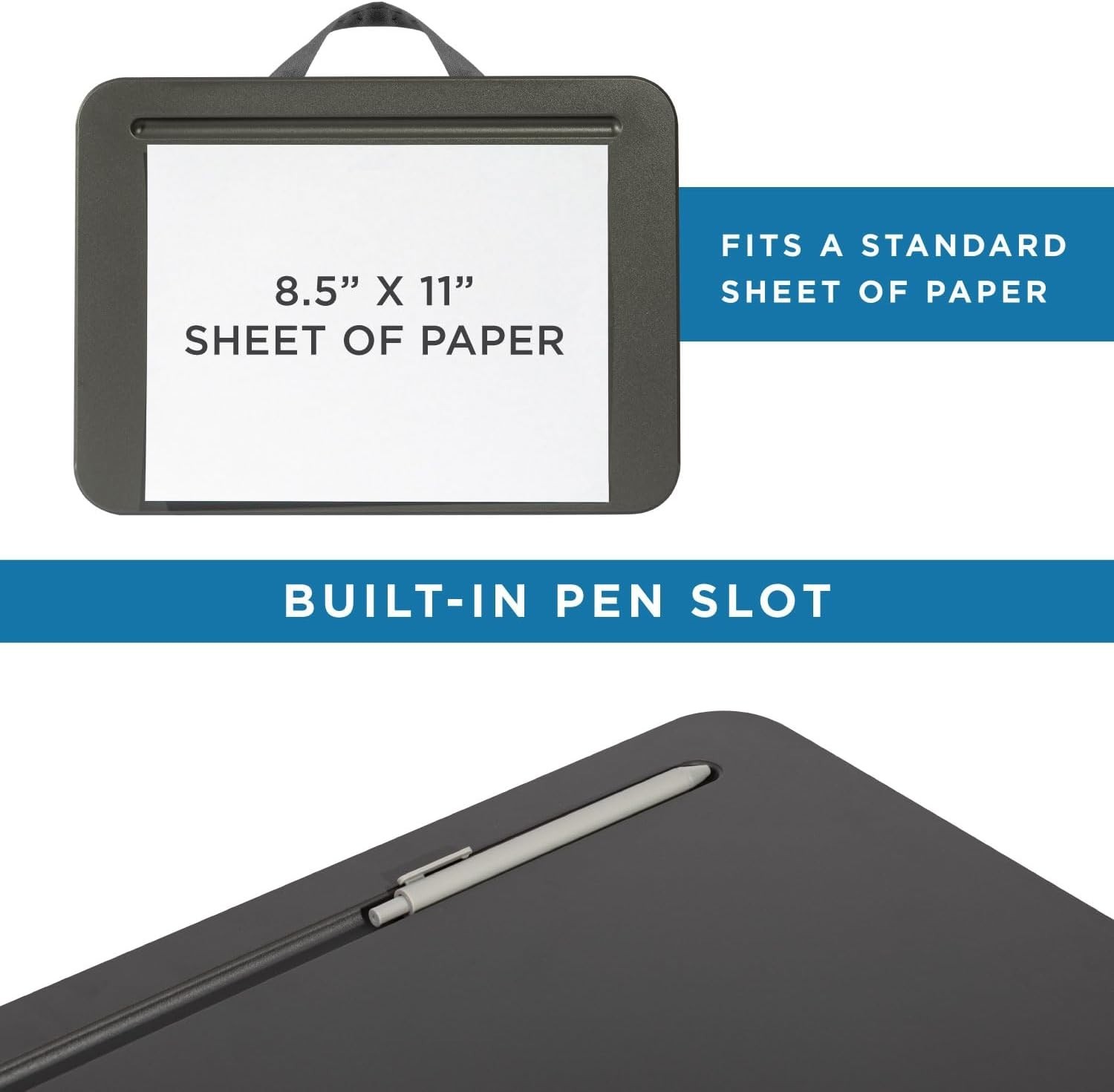 Compact Lap Desk – Charcoal, Fits 14" Laptops | Microbead Cushion, Built-In P...
