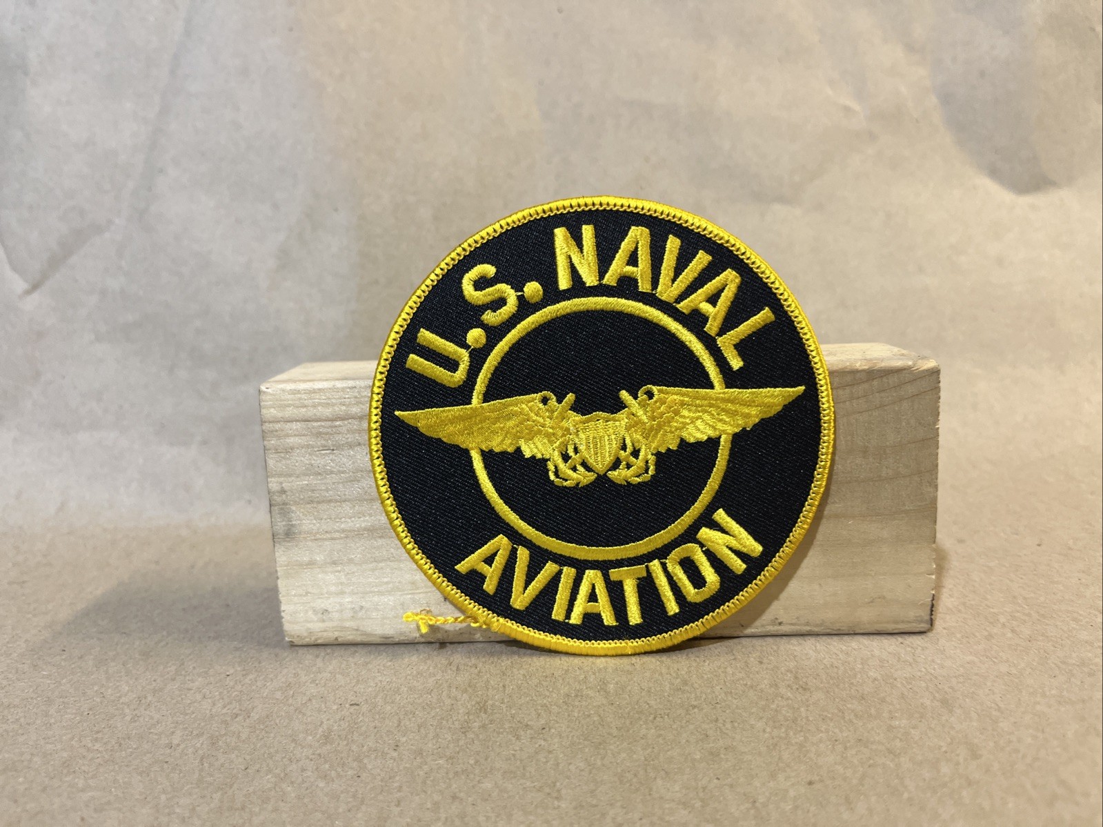 US Naval Aviation Yellow on Black Iron on Patch