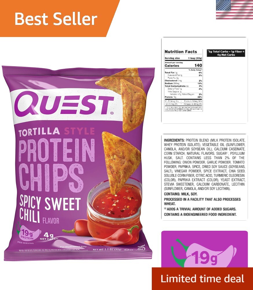 Keto-Friendly Spicy Sweet Chili Tortilla Chips - 12 Pack, High Protein Snack