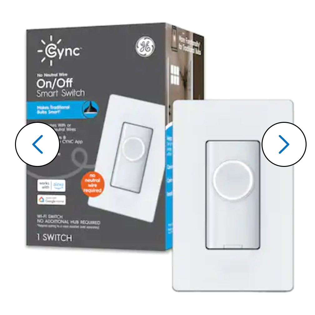 GE CYNC On/Off White Smart Light Switch 1.5 Amp NO NEUTRAL WIRE