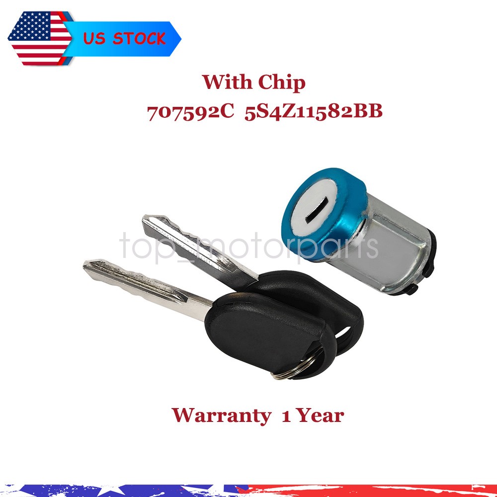 04 & UP For F-150 F-250 Mustang Ignition Switch Lock Cylinder 2 Keys W/Clips
