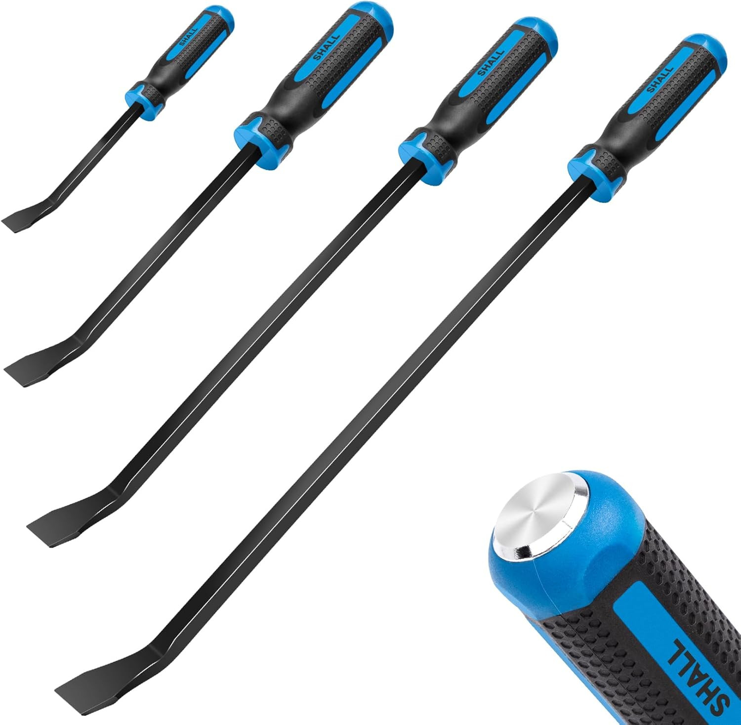 4-Piece Pry Bar Set, 8", 12", 18" and 24" Heavy Duty Pry Bar with Thicker Strike