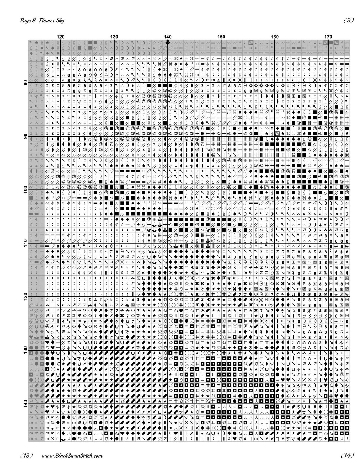 Flower Sky 1464 Chart Counted Cross Stitch Pattern Needlework