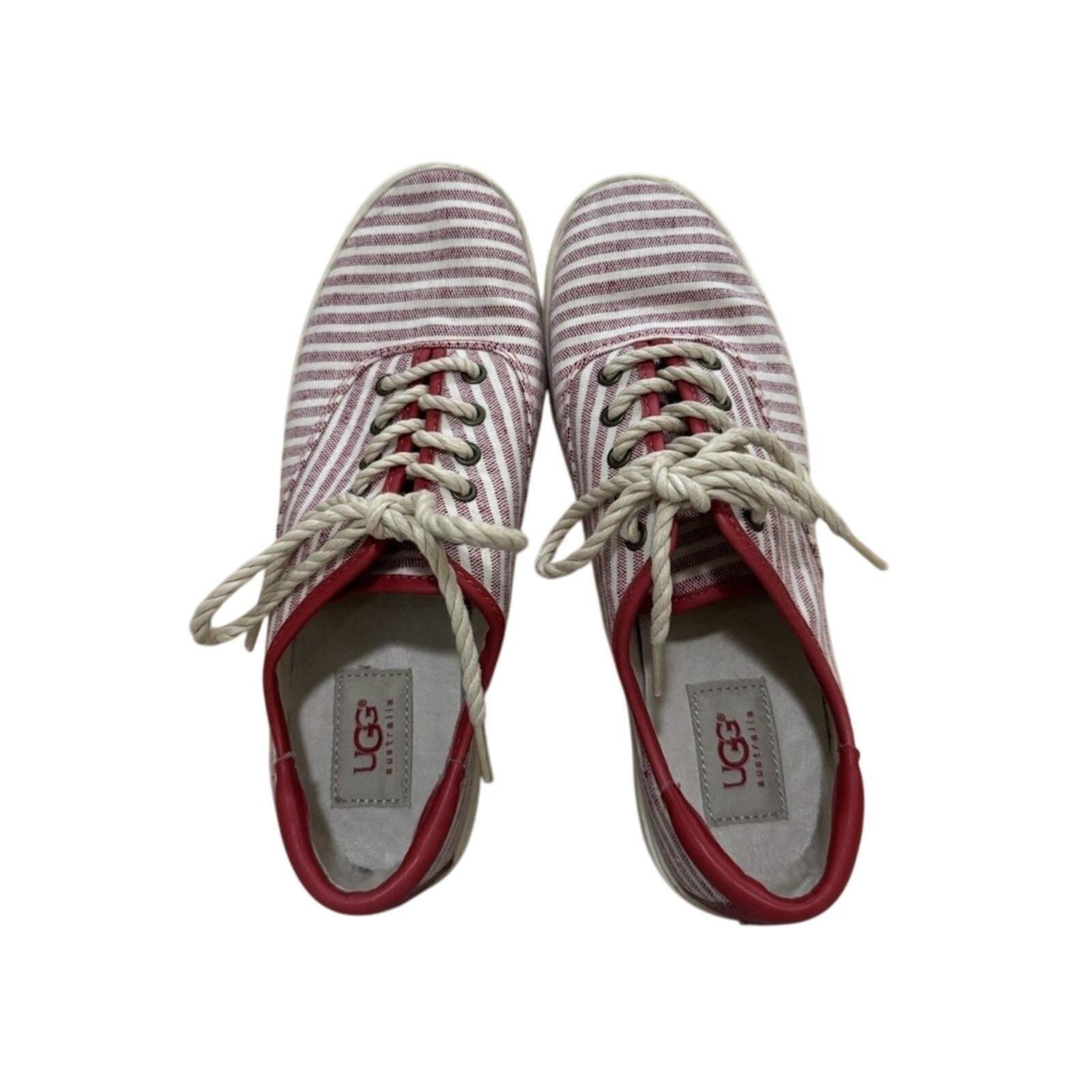 UGG Striped Canvas Sneakers Red White Women's Size 8 Casual Shoes