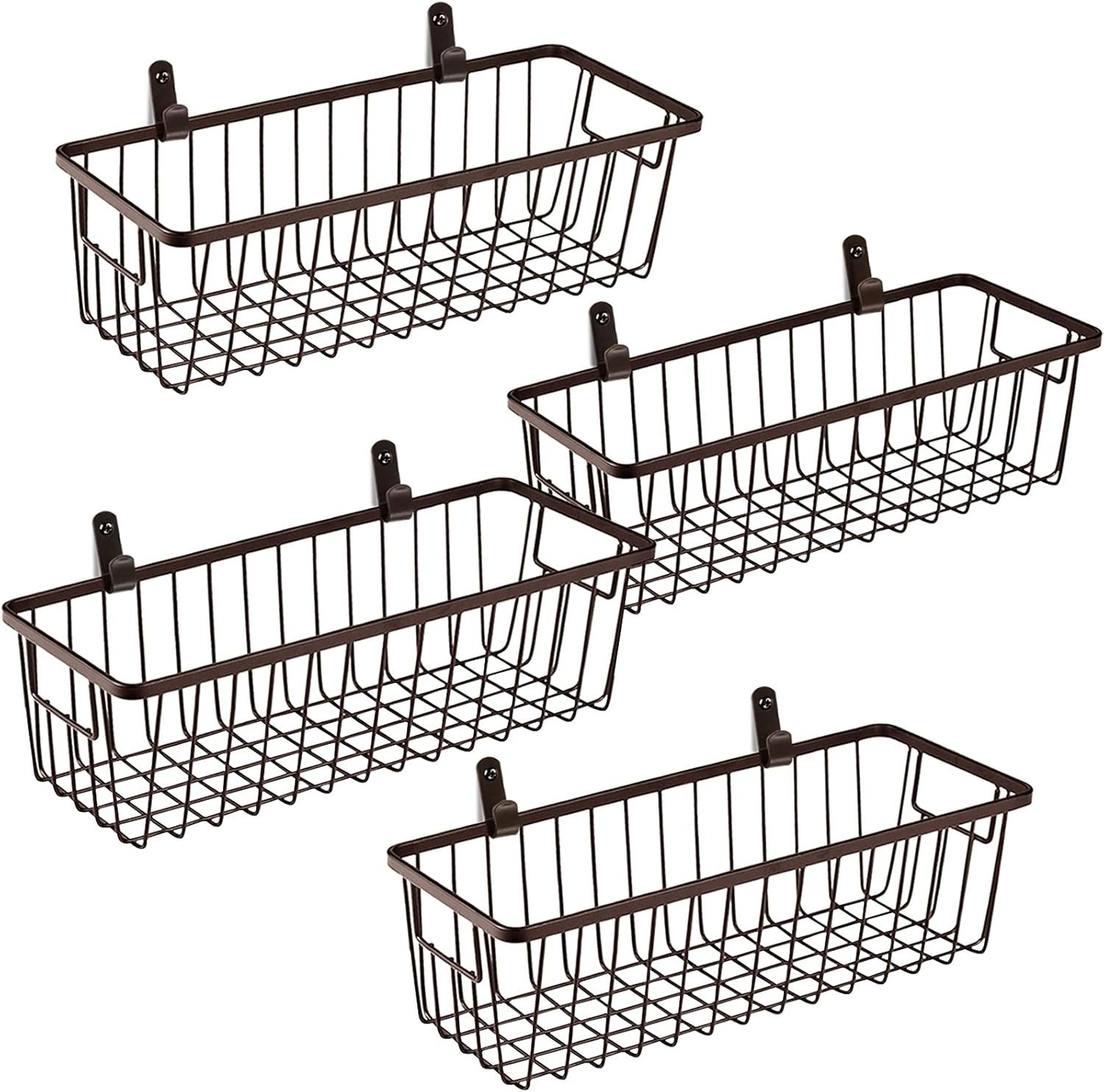 Farmhouse Style Wall Baskets - 4 Pack Metal Wire Baskets for Versatile Use