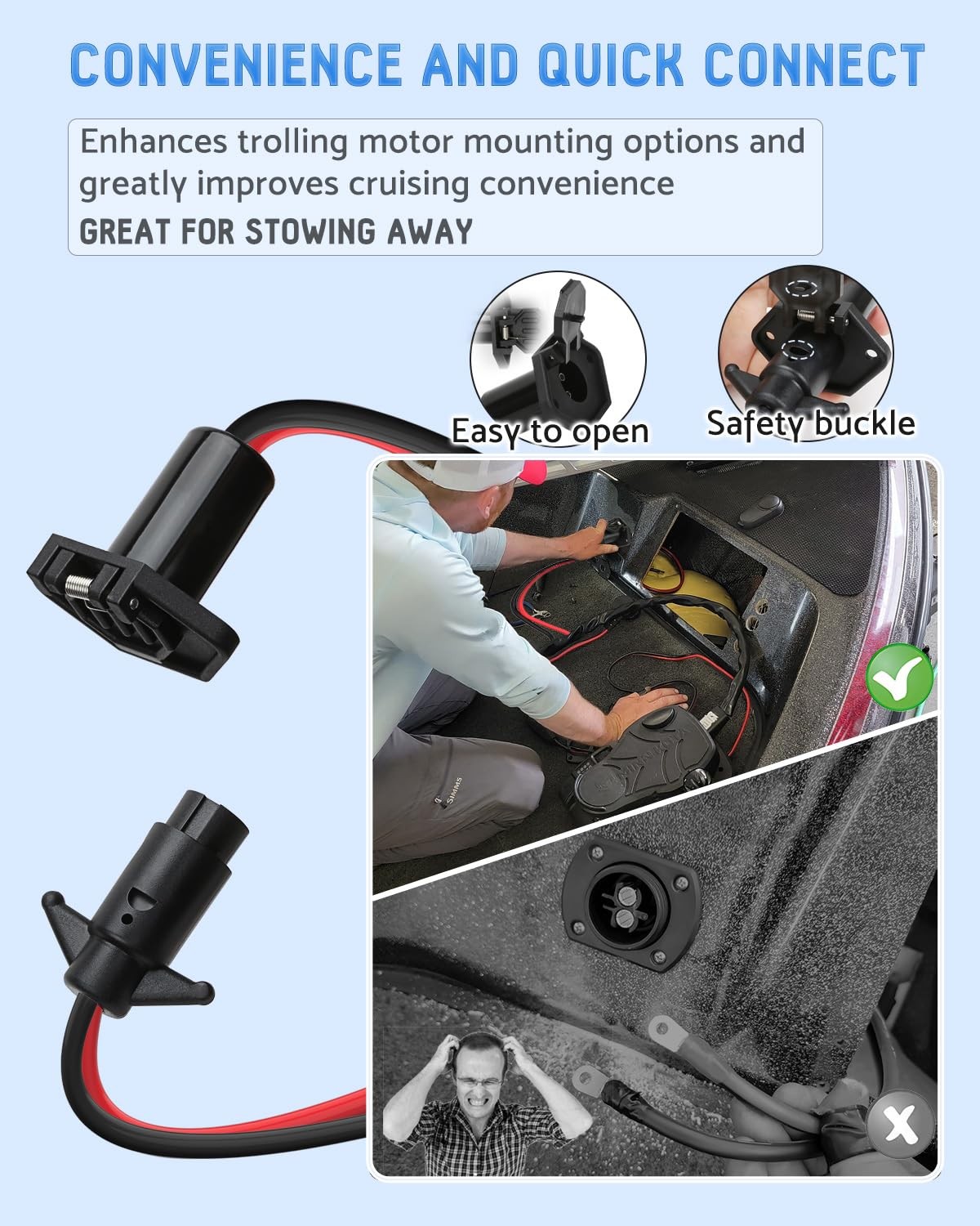 Trolling Motor Plug,Trolling Plug and Receptacle 12v for Minn Small