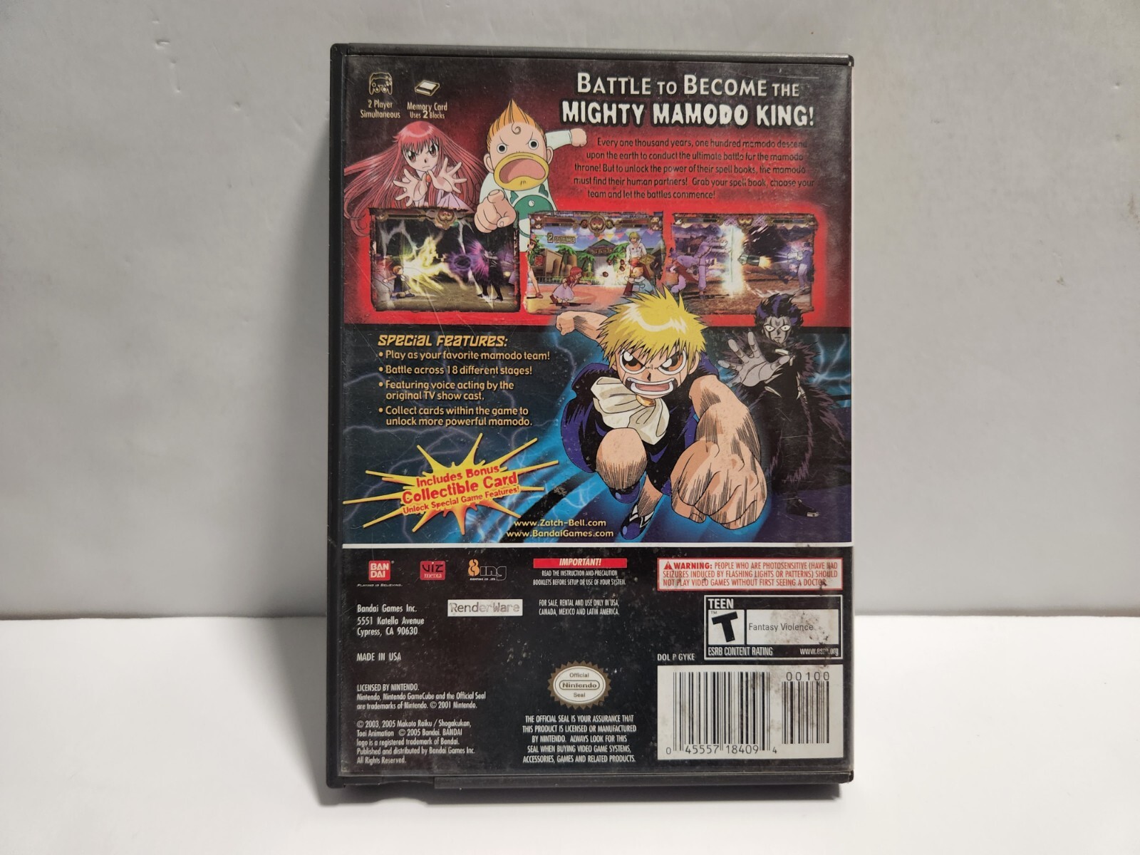Zatch Bell Mamodo Battles (Nintendo Gamecube) Original Case Only