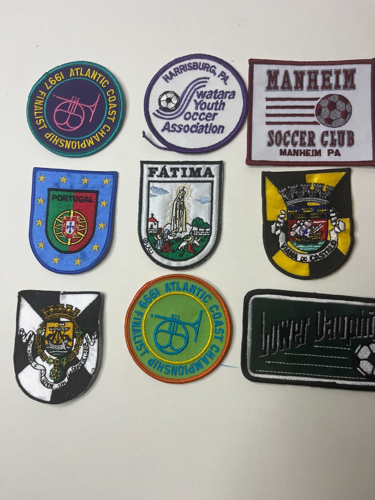 Lot Of 9 Soccer Patches - Lower Dauphin, Viana Castelo, Portugal, Fatima