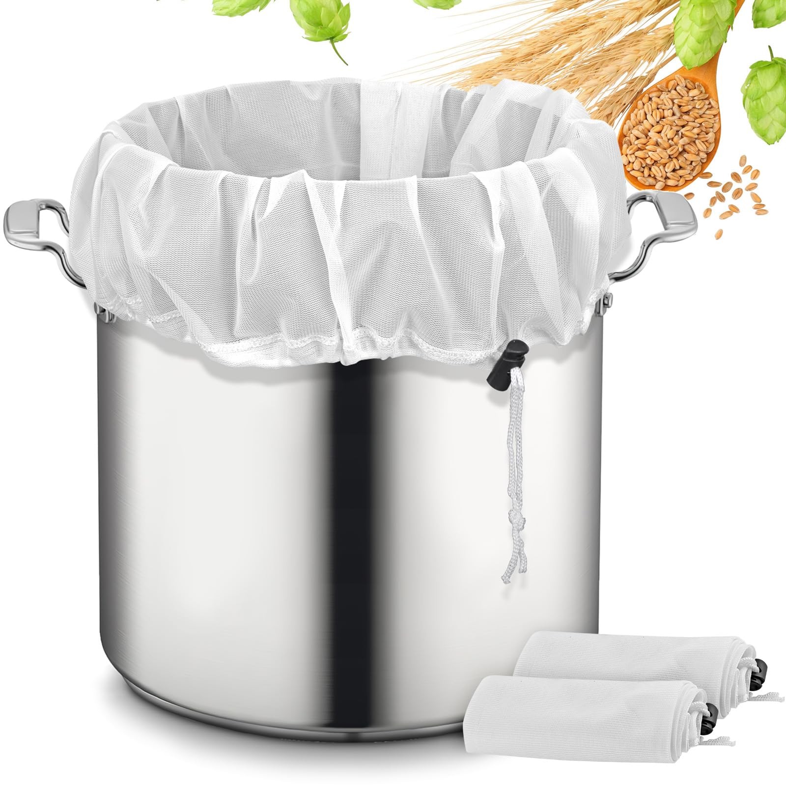 2 Pack 26x22 Inch Extra Large Reusable Straining Bag Brewing Bags w/ Drawstring