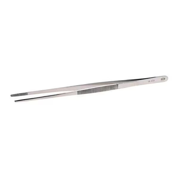 Aven Tweezer,Straight Serrated,10in.L 18433 Stainless Steel Stainless Steel