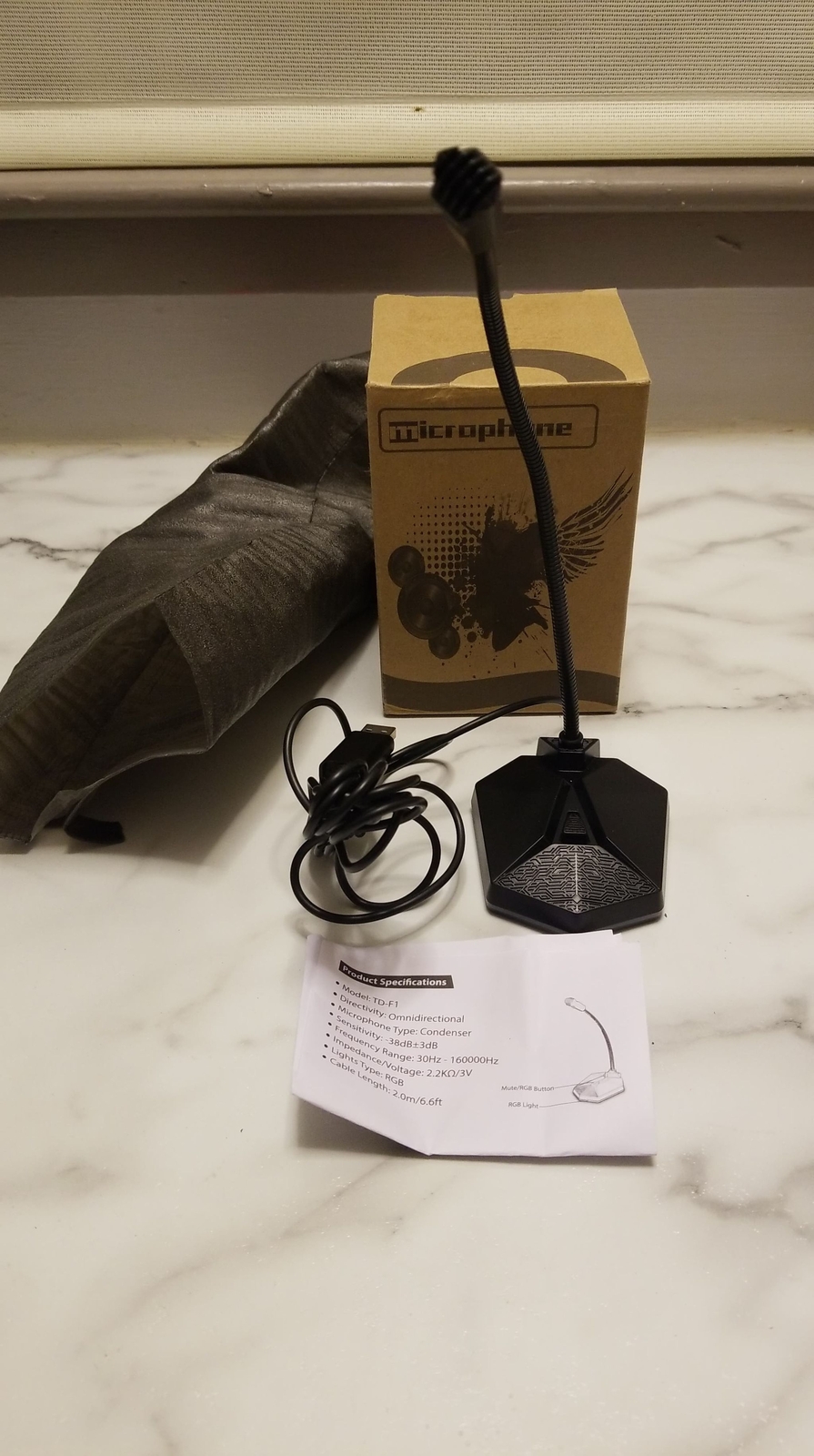 USB Computer Microphone with Mute Button, Plug&Play Condenser, Desktop, PC