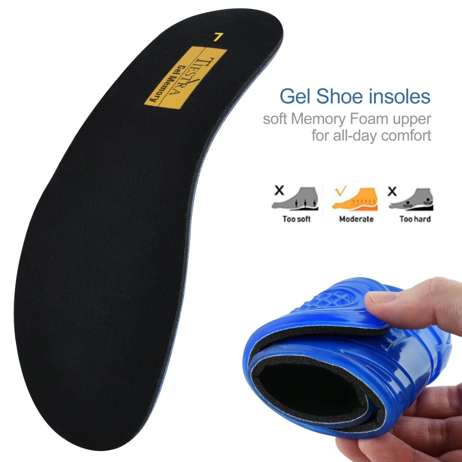 Men Women Cushioning Gel Insoles Shock Insoles orthopedic Massaging Shoe Inserts