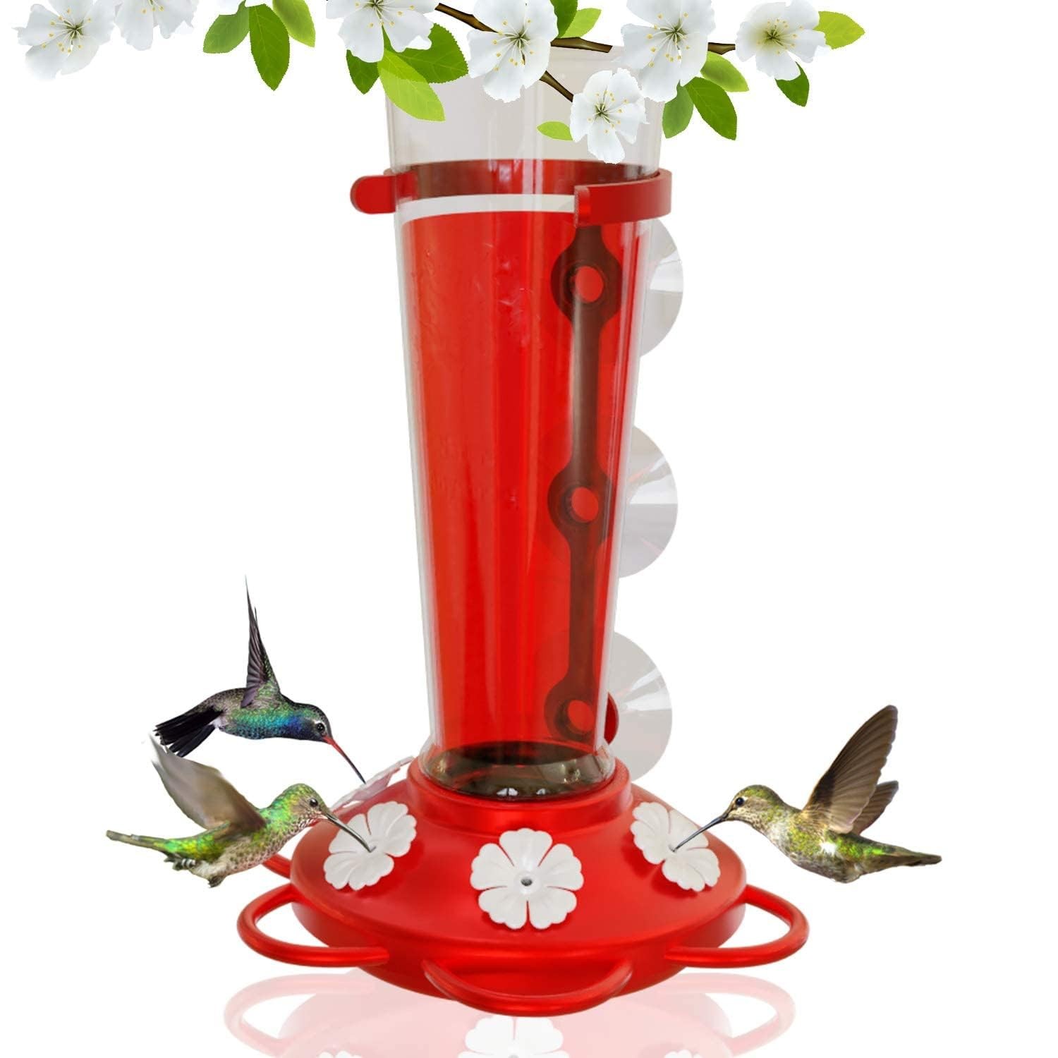 Large Leak Proof Window Hummingbird Feeders for 1 Pack, Read and Crystal