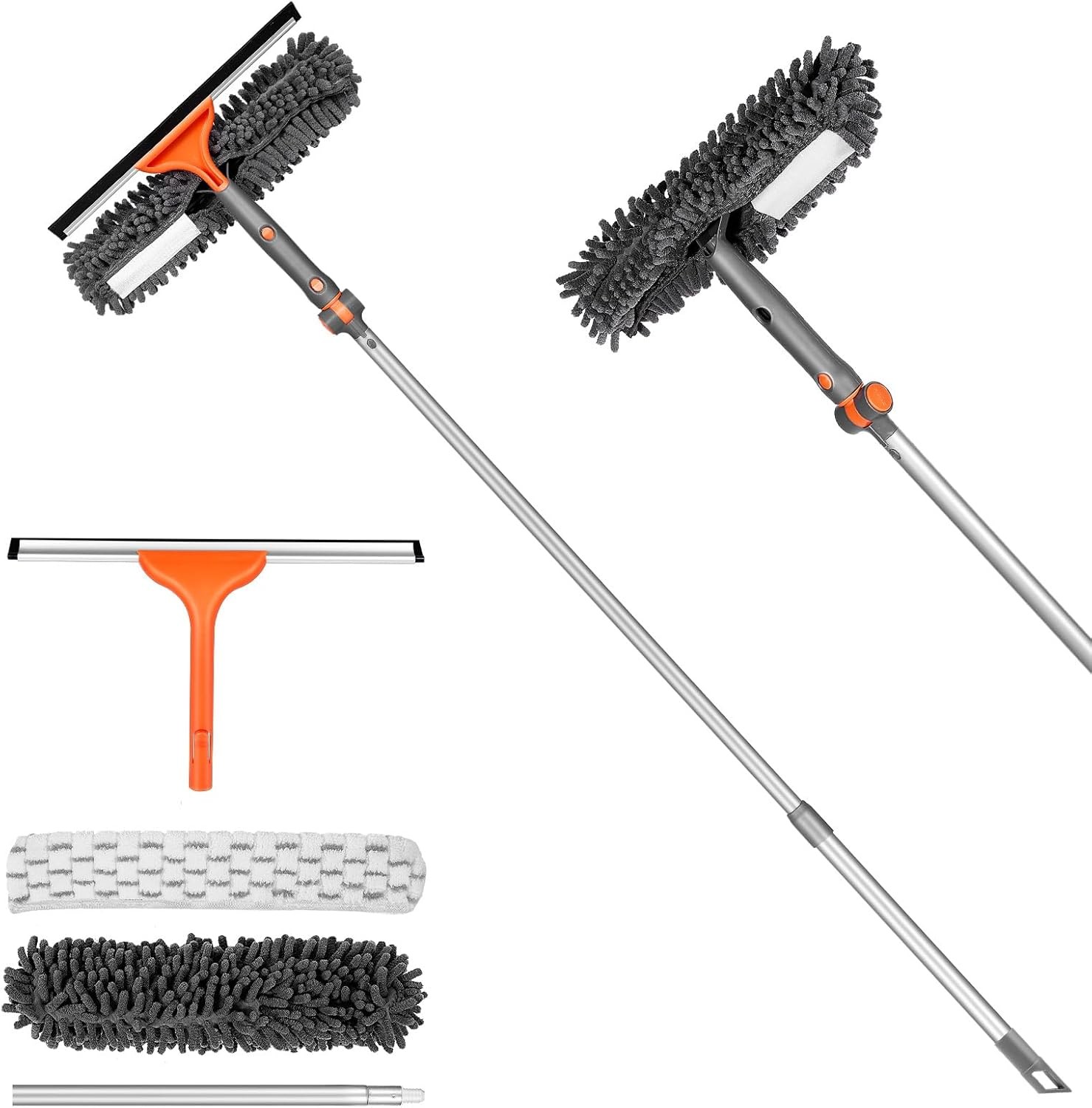 Window Squeegee Cleaner Set 2-in-1 Window Cleaning Tool with Extendable Pole,
