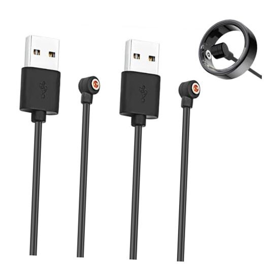 [2-Pack] Smart Ring Charger Cable, for YoR by Letsfit, COLMI, Mingdaln, Black