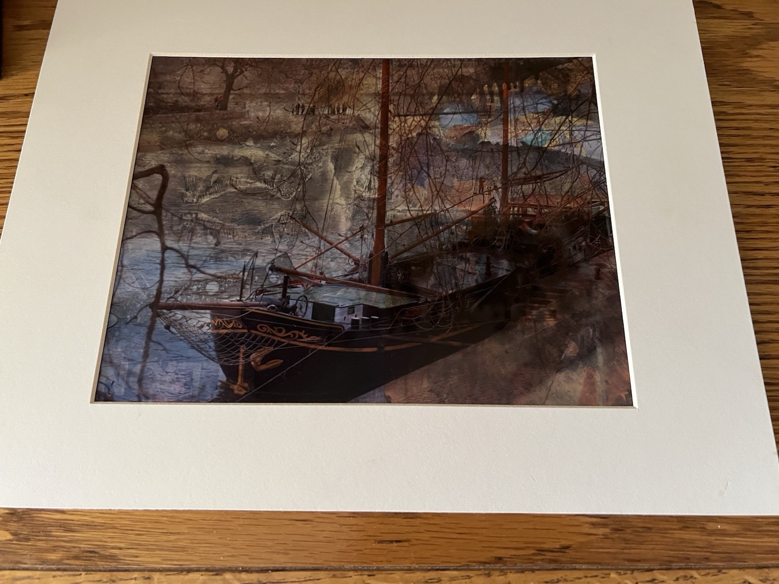 14 X 11 Mixed Media Artwork In White Border Theme: Ship