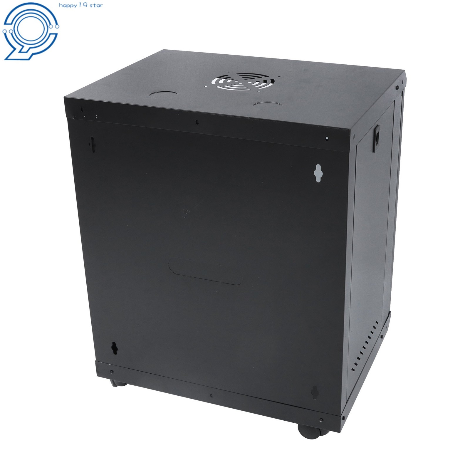 Enclosed Server Rack 12U 15.5" Deep, Secure Lock Glass Front & Sides