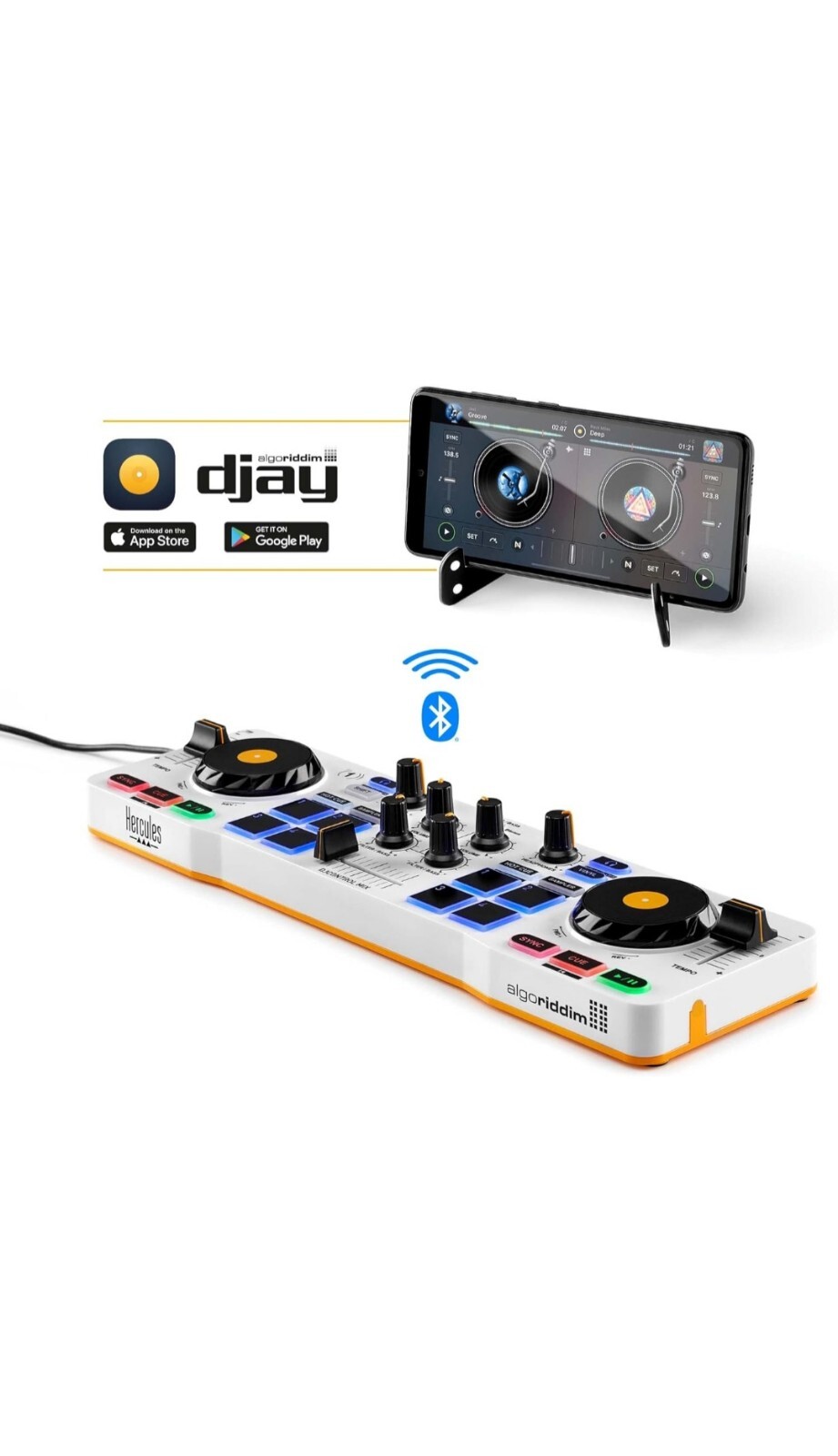 Hercules DJControl Mix Wireless Double Deck Controller - White