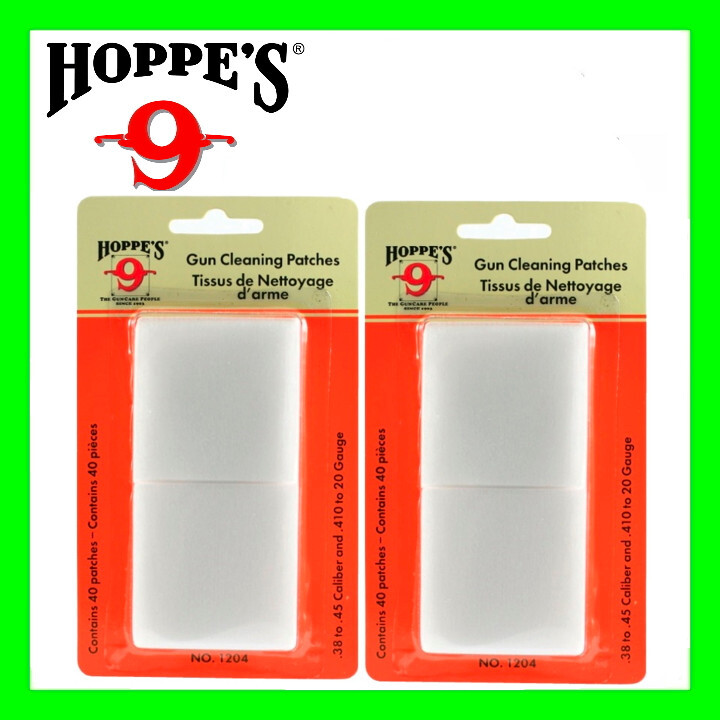2 - Hoppe's Gun Cleaning Patches 80ct for Pistol Shotgun .38-.45 & .410-20 gauge