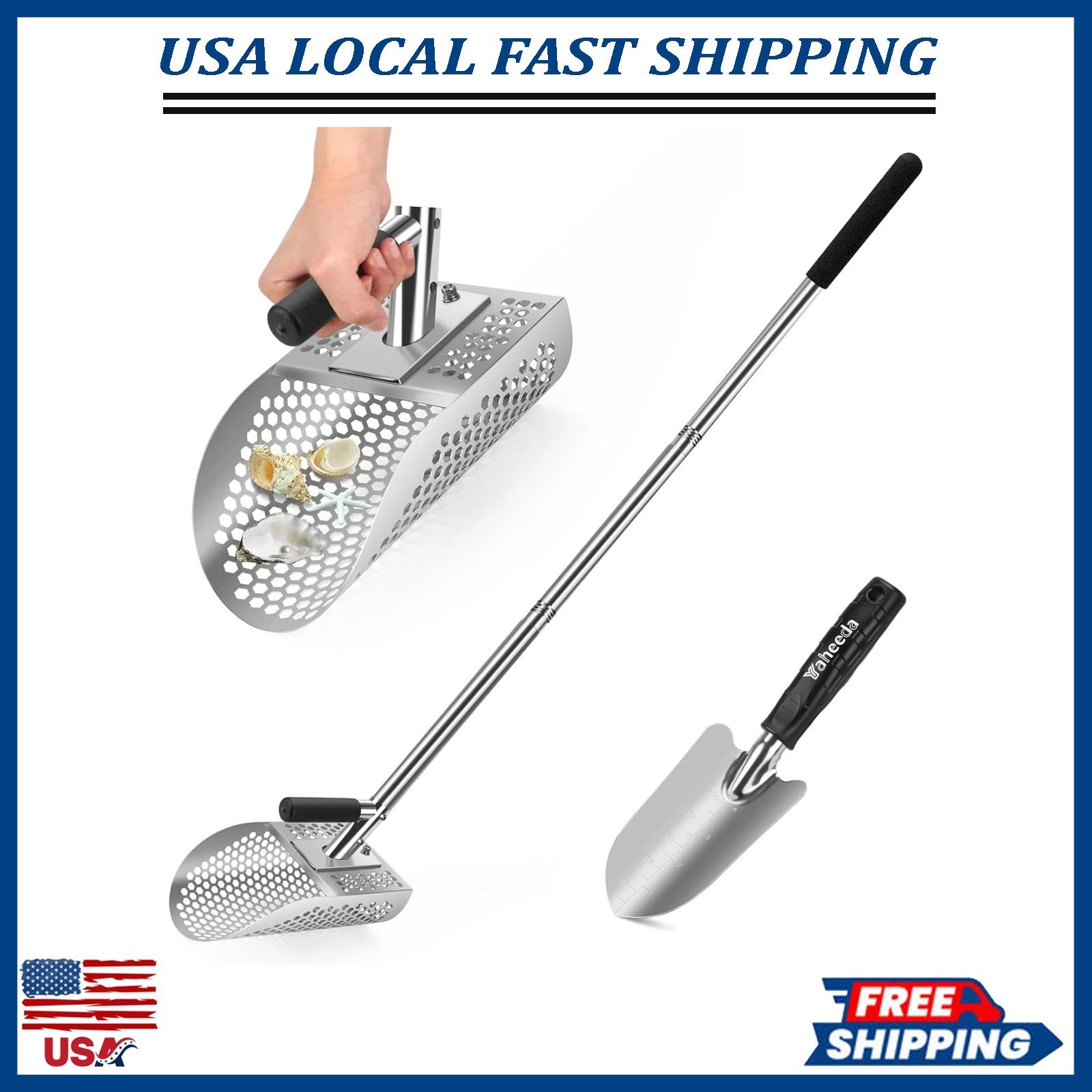 Long Handle Sand Scoop with Shovel for Metal Detecting Metal Detector at Beach