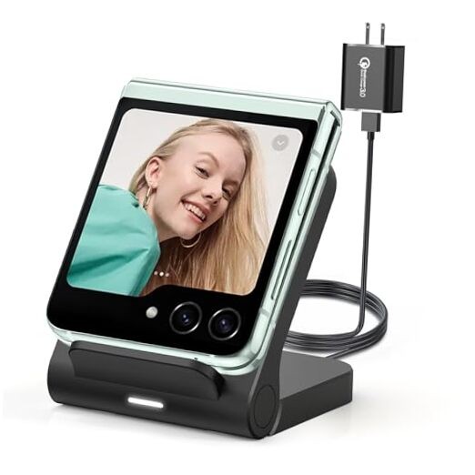 for Samsung Galaxy Z-Flip Wireless Charger: Galaxy Z Flip 6/5/4/3 Black