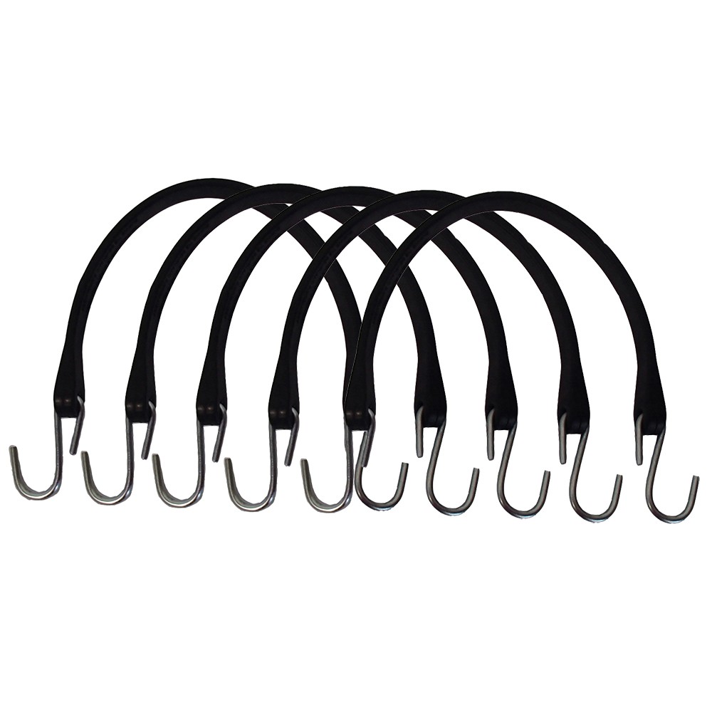 5-Pack 15" Natural Rubber Bungee Cords/Tarp Straps/Tie-Downs with Hooks