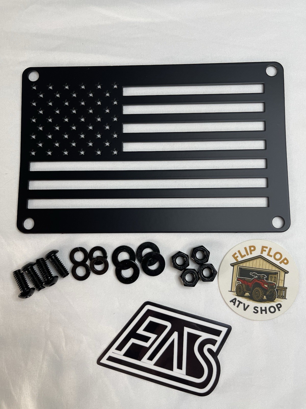 American Flag ATV Warning Label Delete Plate