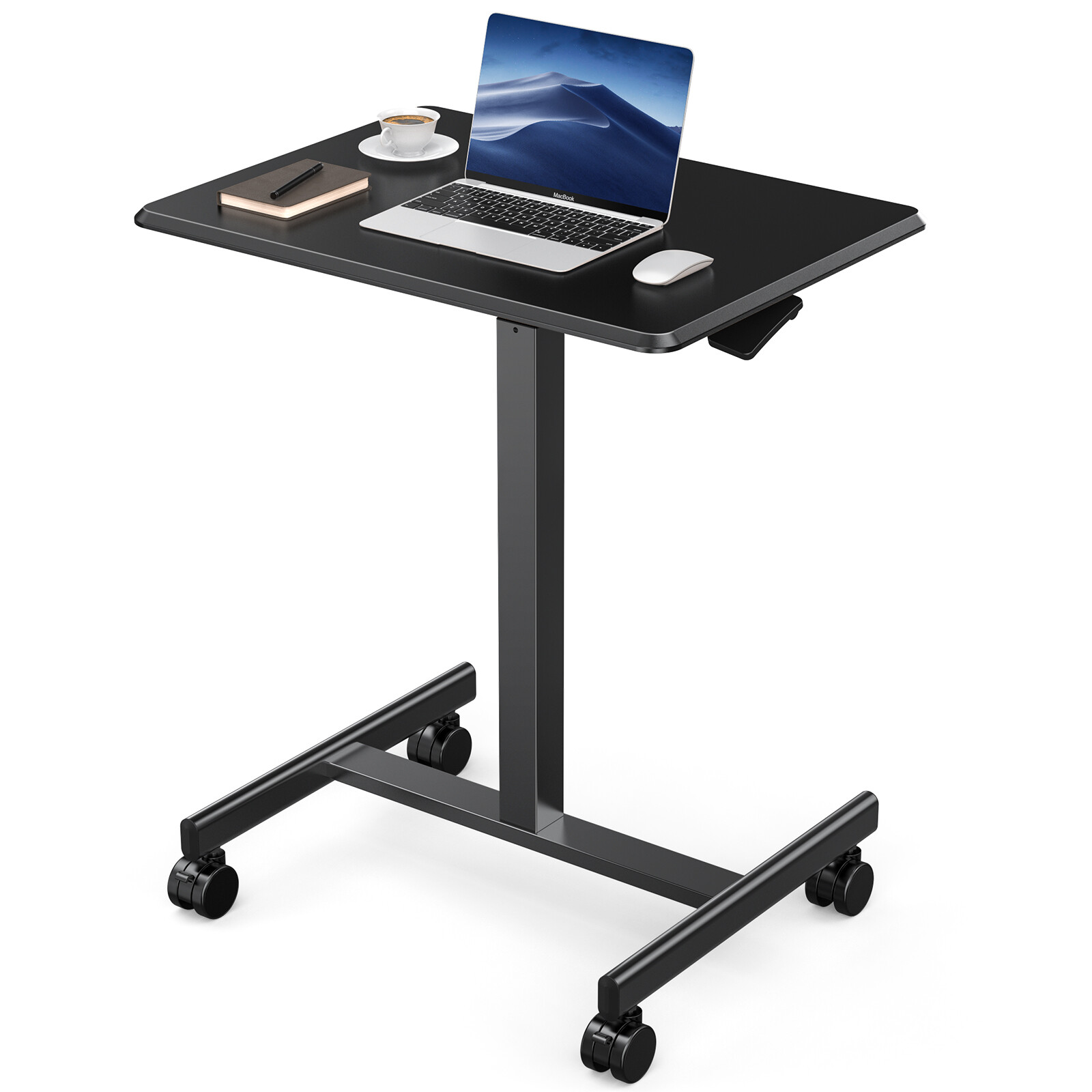 Portable Standing Desk with Lockable Wheels, Mobile Stand Rolling Laptop Desk
