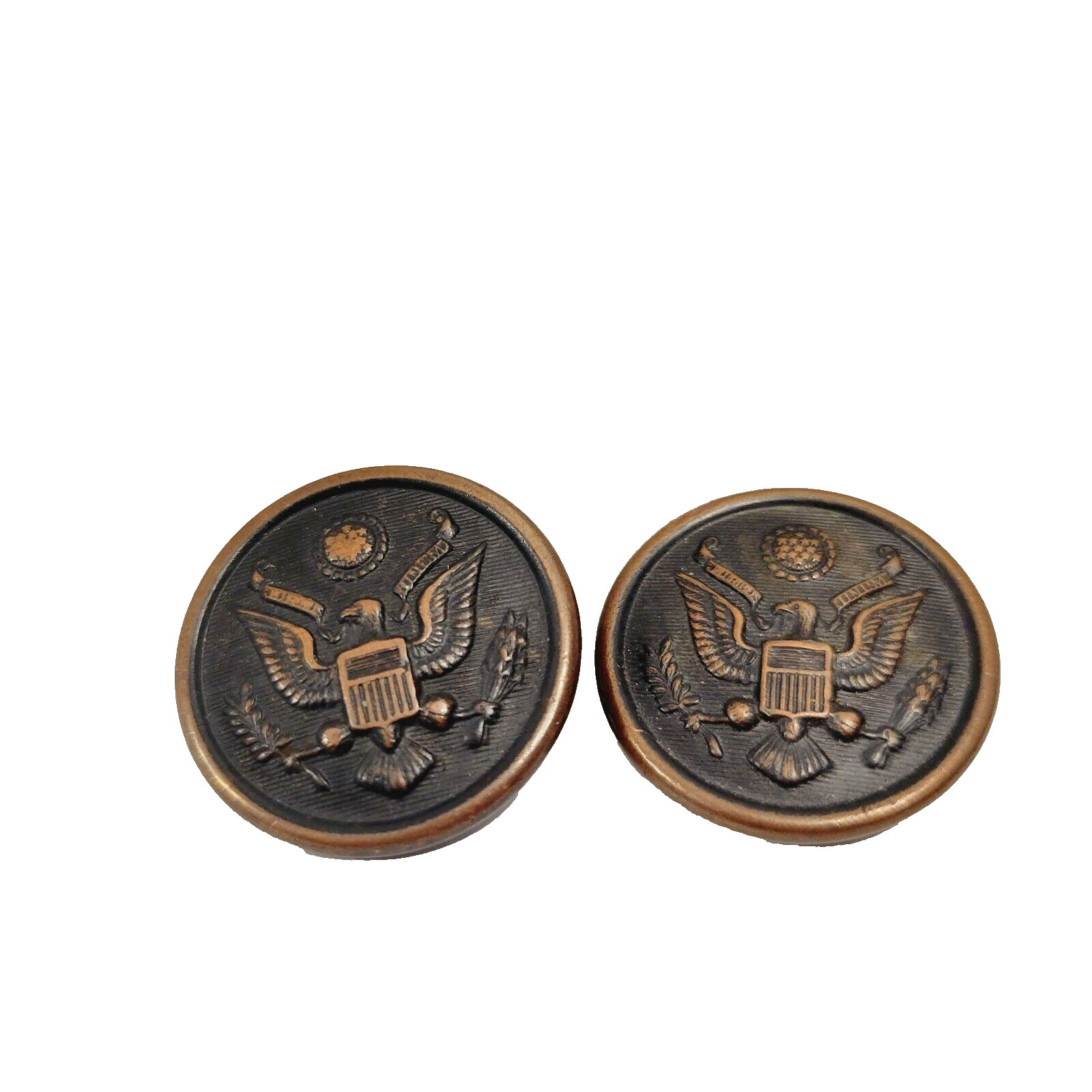 2 Vtg N.S. Meyer New York Gold Brass Military Buttons