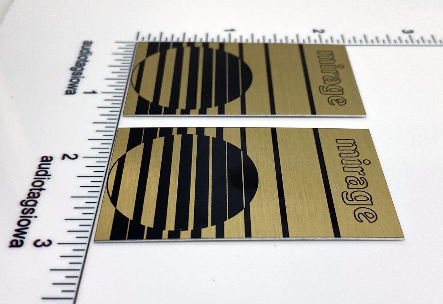 Mirage Speaker Grill Badges Pair Custom Made Aluminum