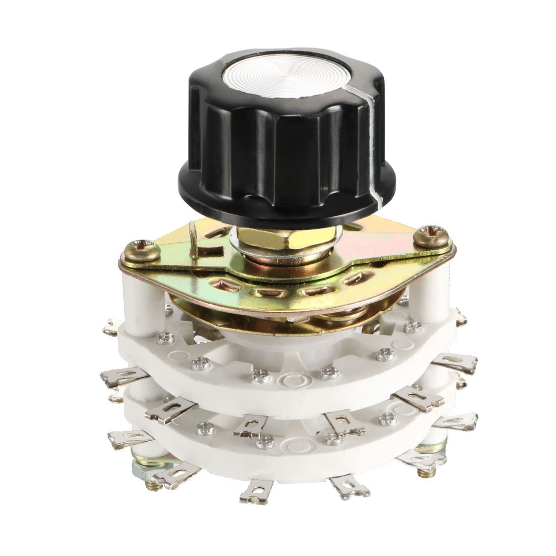 6P3T 6 Pole 3 Throw 2Deck Band Channel Rotary Switch Selector with Plastic Knob