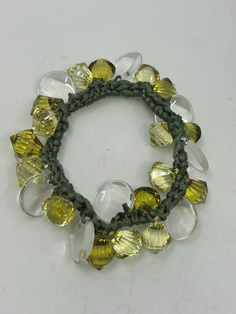 Vintage Lemon Quartz Bracelet Gemstone Beads Adjustable