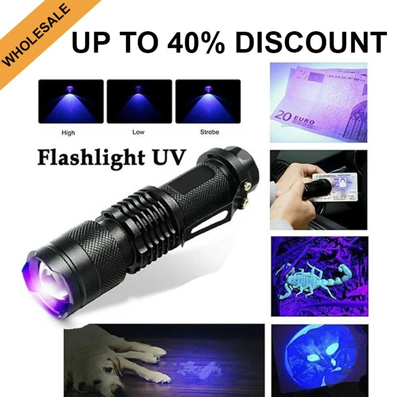 UV Ultra Violet LED Flashlight Blacklight Light 365 395 nM Inspection Lamp Torch