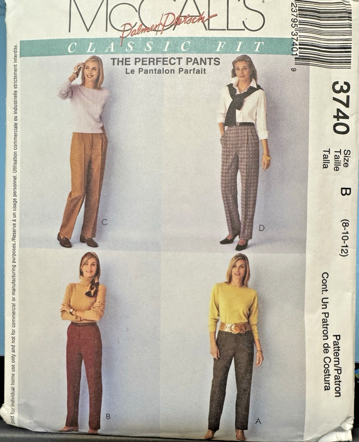 McCall's 3740 The Perfect Pants in Four Styles Misses' 8-12 Uncut Pattern