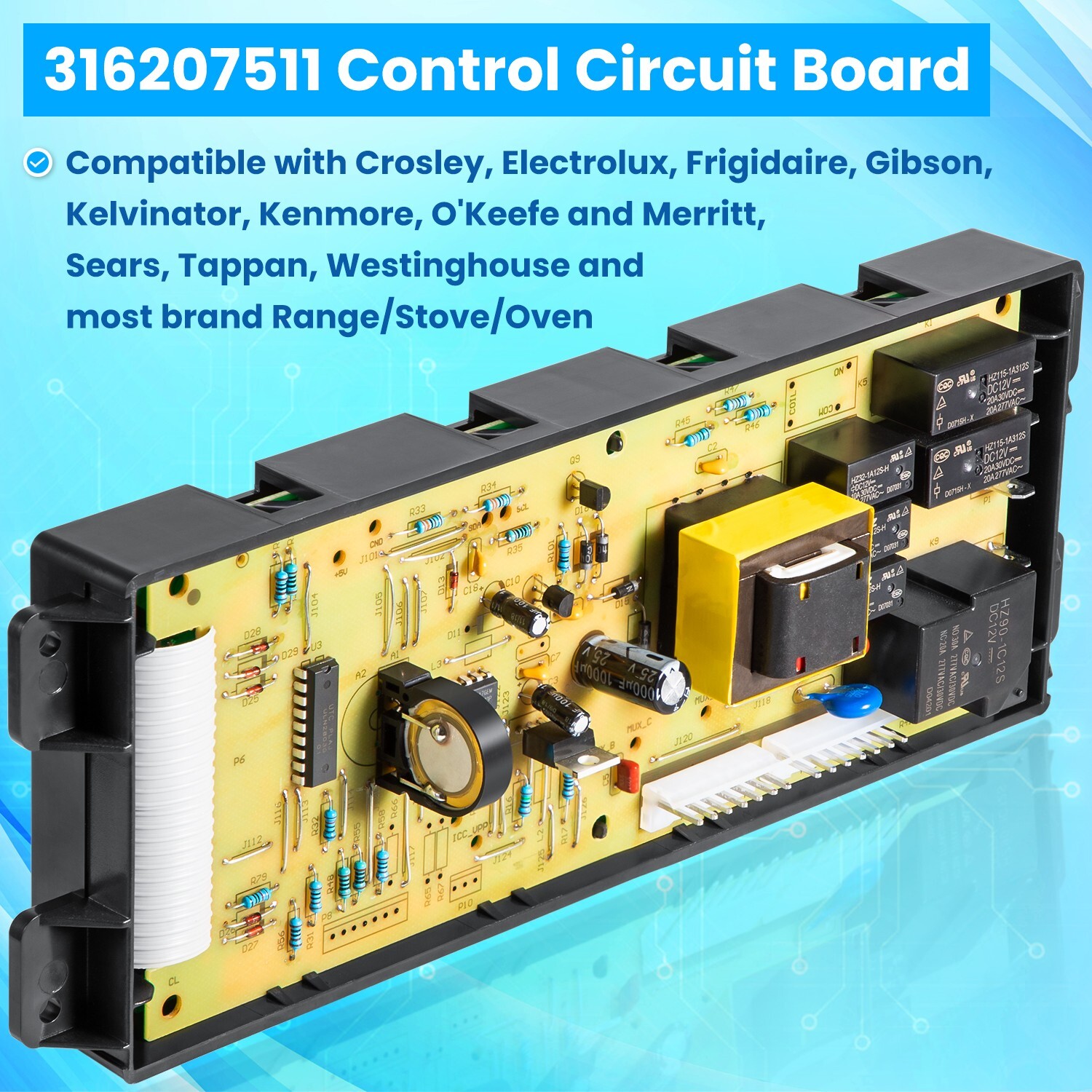 316207511 Range Oven Control Board Clock/Timer for Frigidaire Electrolux Kenmore