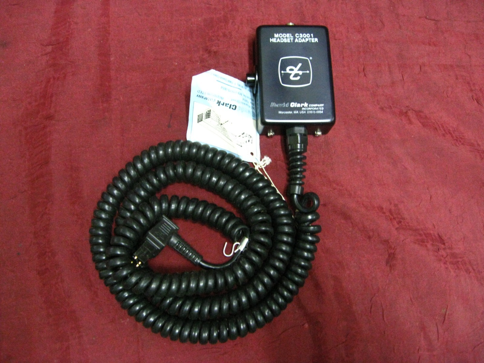 NOS David Clark Headset headphone Adapter C3001 w/Comms Switch PTT box motorola?