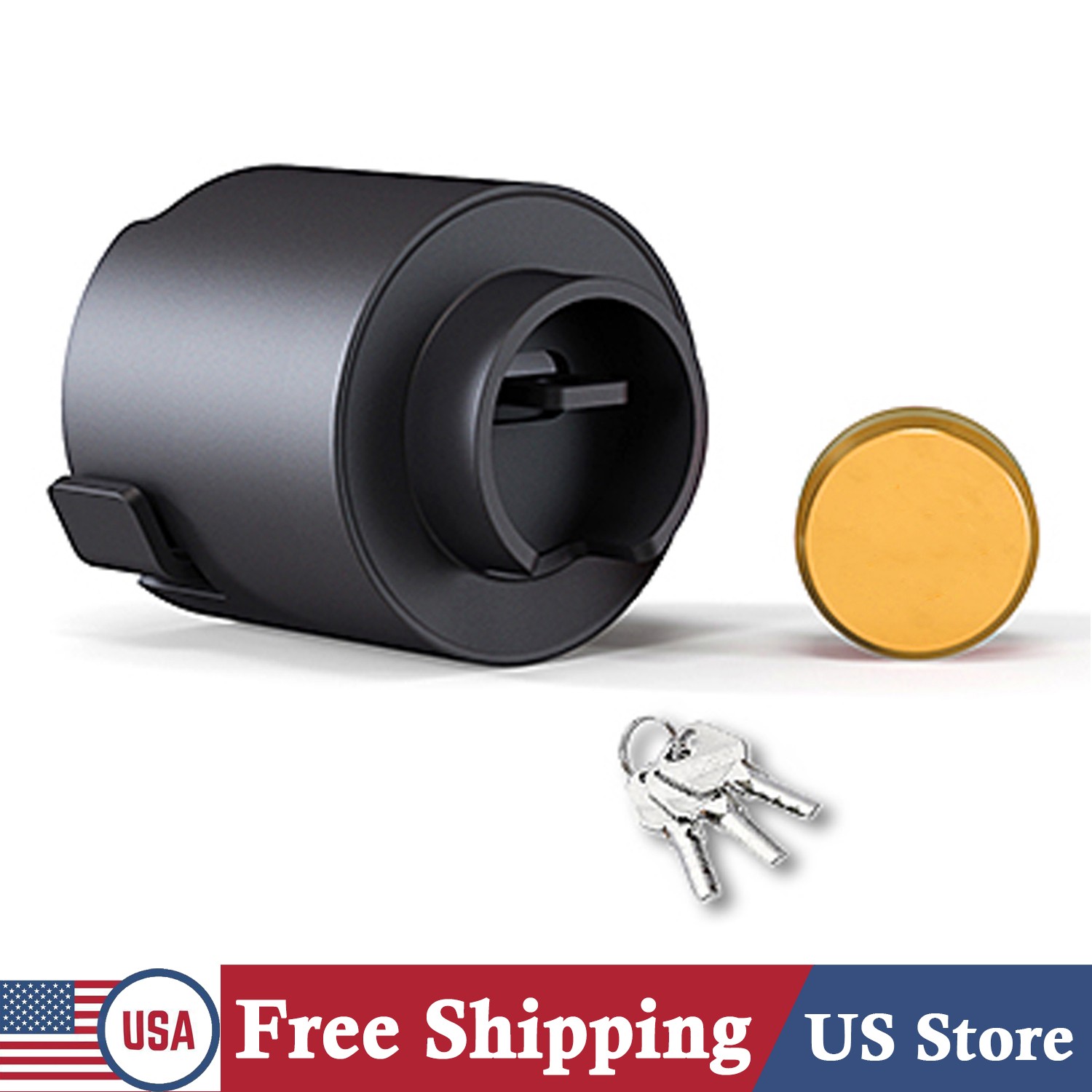 Trailer Hitch Lock Gold Heavy Duty Anti-Theft for 2-5/16" Couplers Boat RV Truck