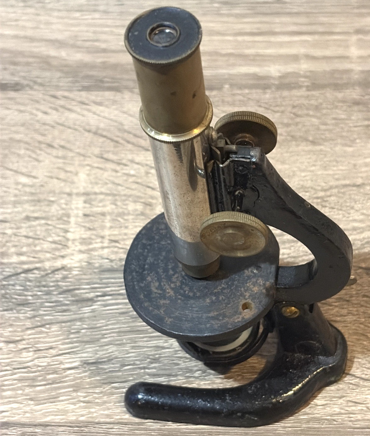 Vintage Early 20th Century Student Compound Microscope in Original Wooden Case