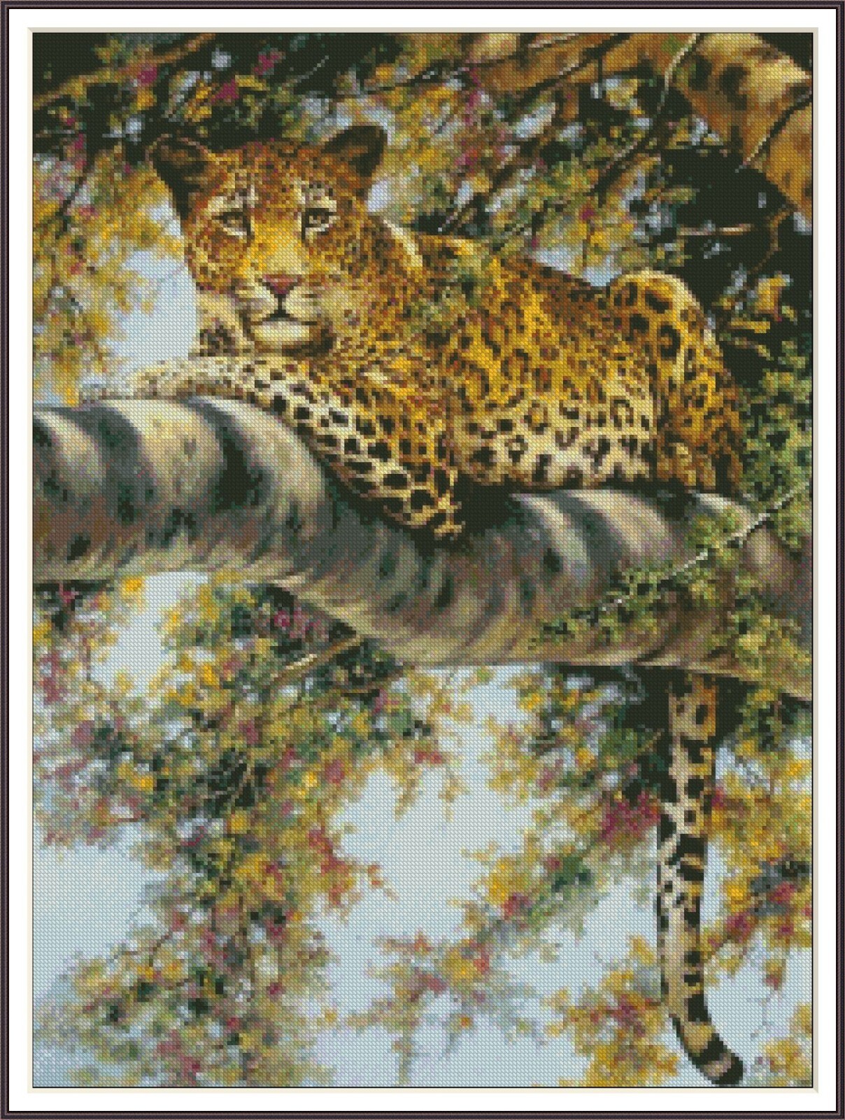 Leopard in repose 1036 Chart Counted Cross Stitch Pattern Needlework